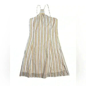 Tocca Women’s Neutral Striped Cream Midi Dress Size 8
